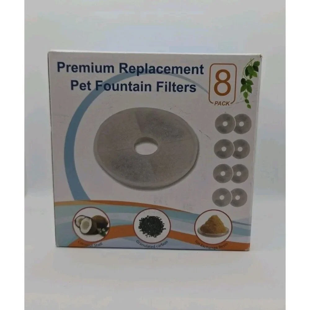 Premium Replacement Pet Fountain Filters 8 Pack New BPA Free Premium Charcoal‎